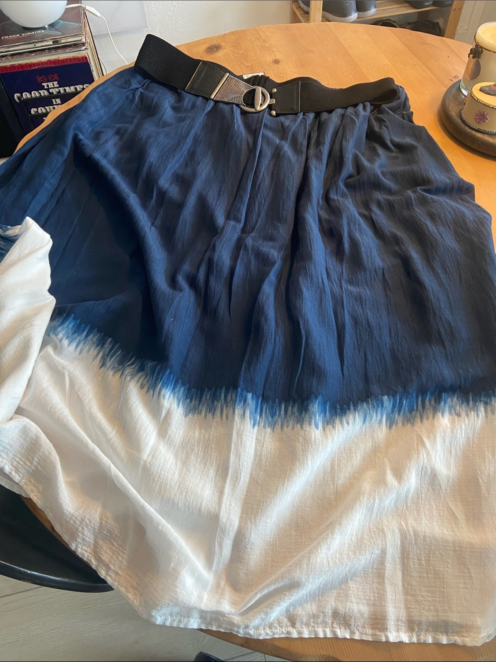 Vera Wang Navy and White Maxi Skirt